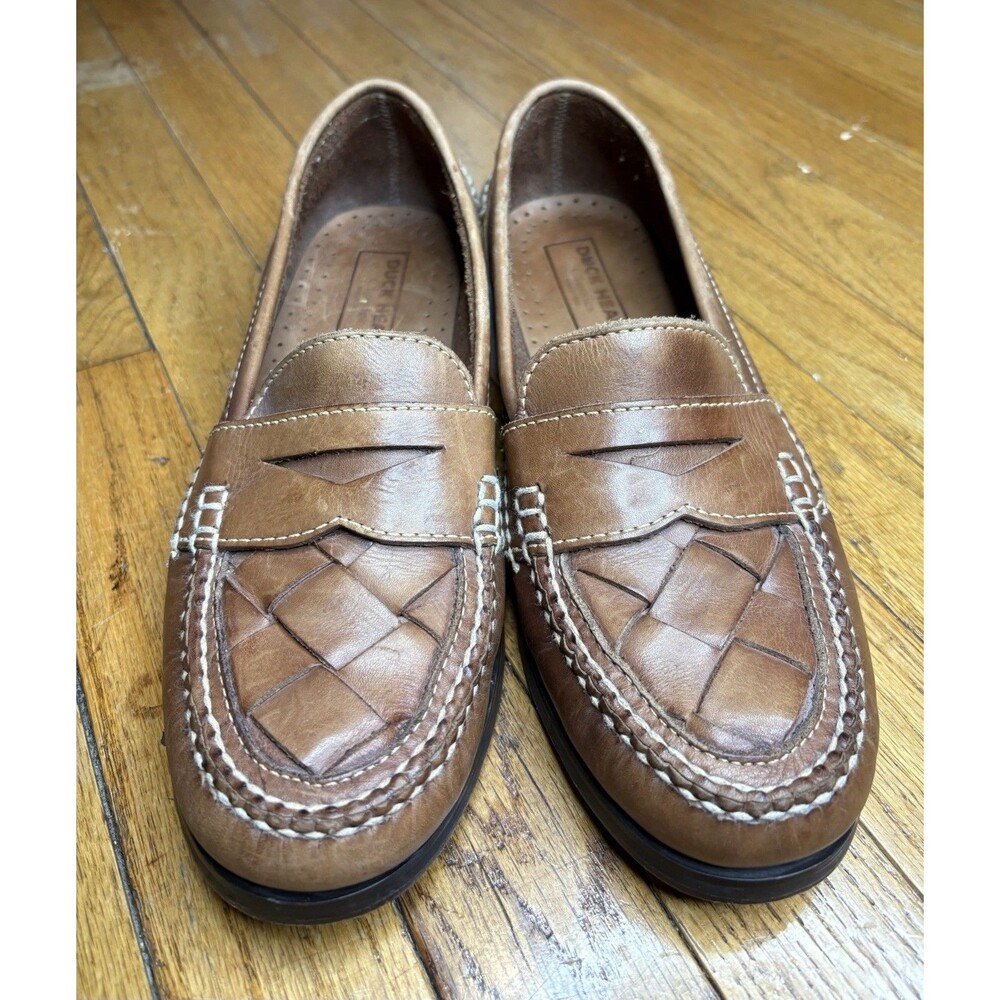 Duck Head Classics Men’s Size 10.5 Woven Penny Loafers Leather Saddle Brown 90’s